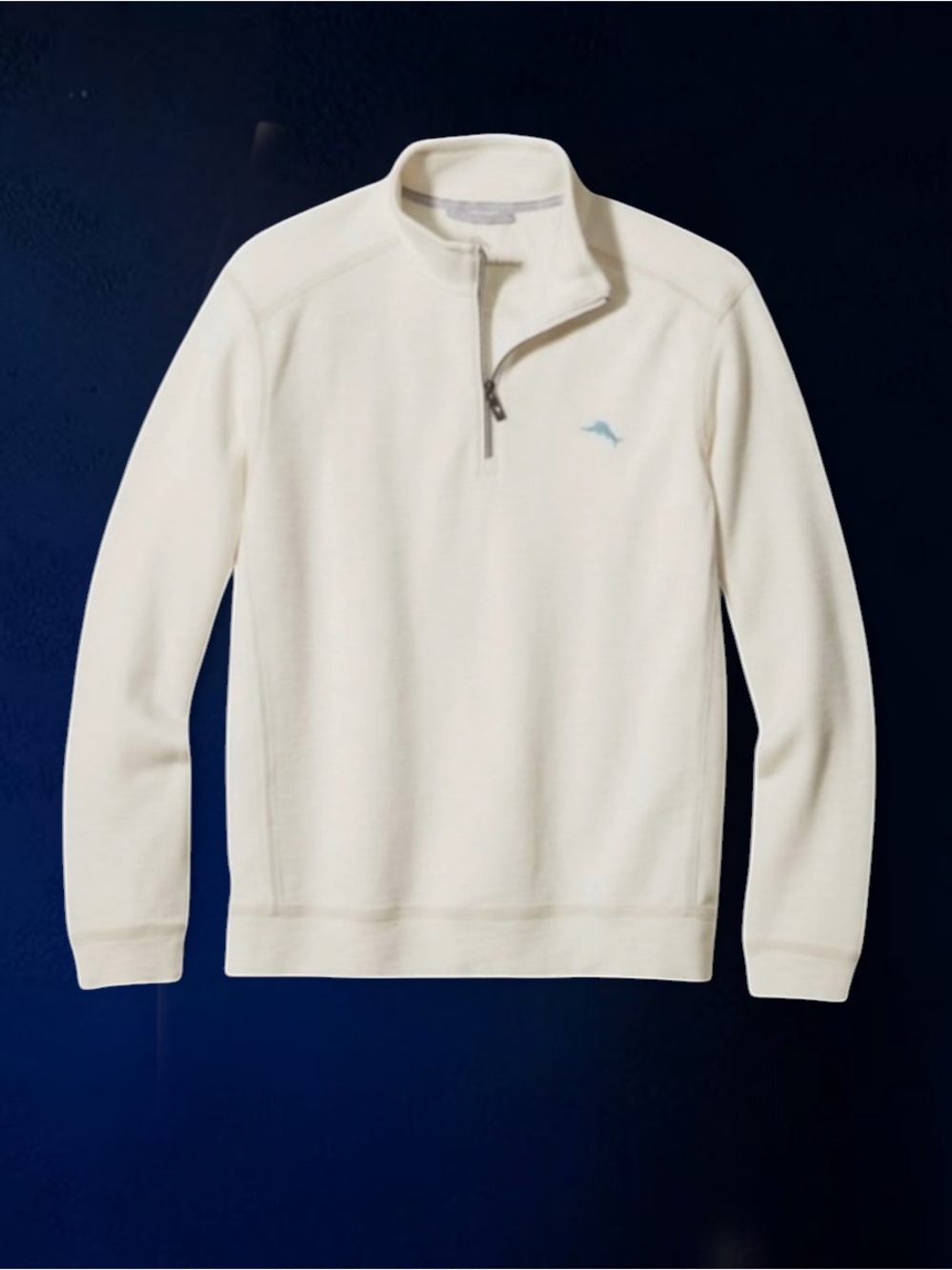 New! TOMMY BAHAMA TOBAGO BAY IVORY COTTON HALF-ZIP SWEATSHIRT SIZE 3XL